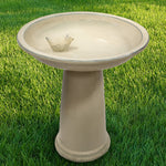 Ceramic Bird Bath and Pedestal, Aged White - Esschert Design
