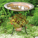 Steel Bird Bath and Stand, Copper Plated - Ancient Graffiti