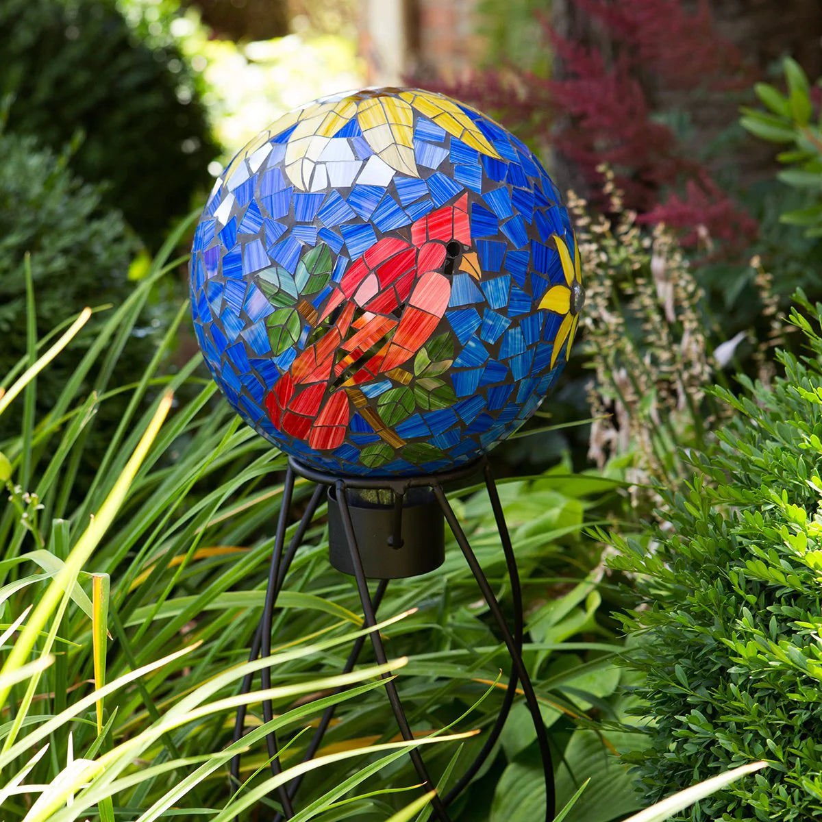 10" Cardinal Mosaic gazing globe