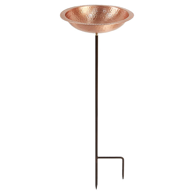 Hammered Solid Copper Bird Bath with Stake - Thumbnail 2