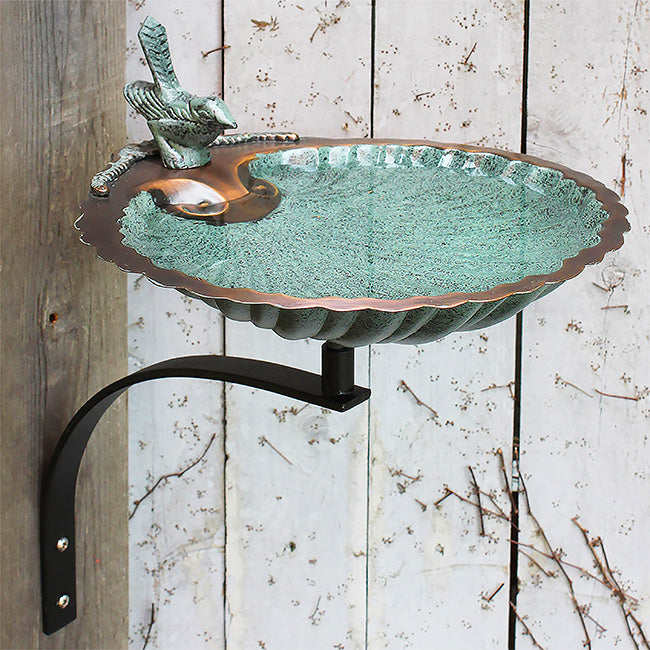 Scalloped Shell Bird Bath with Wall Bracket - Achla