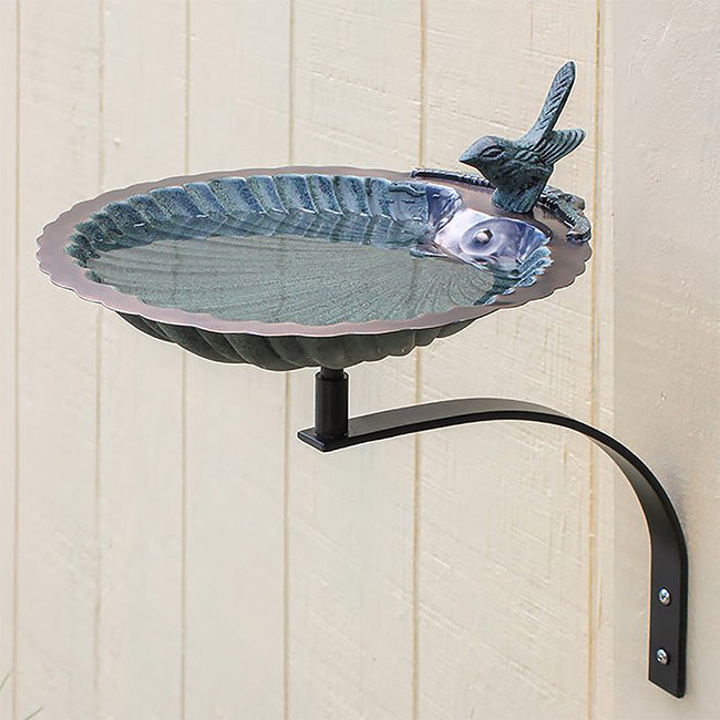 Scalloped Shell Bird Bath with Wall Bracket - Achla