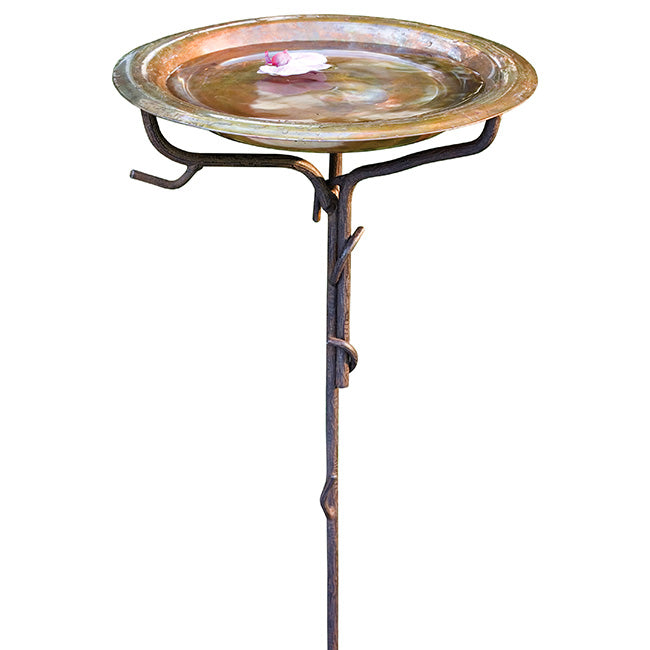 Solid Copper Bird Bath with Stake