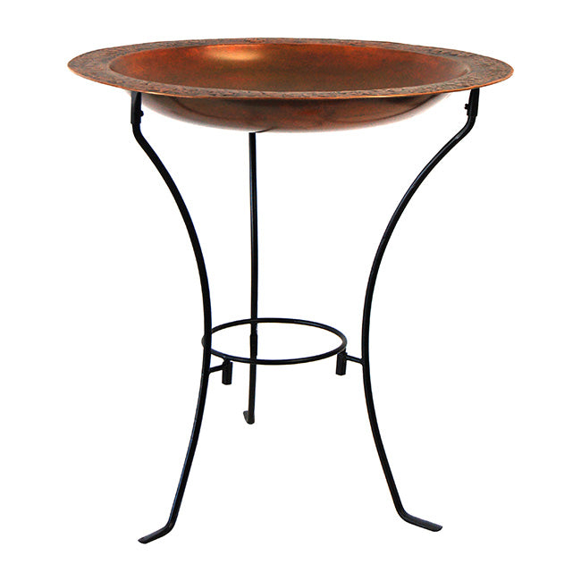 Steel Bird Bath and Stand, Copper Plated - Ancient Graffiti