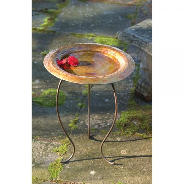 Ancient Graffiti Golden Copperplated Birdbath - (95101)