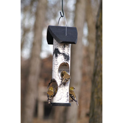 WoodLink Heavy Duty Birch Log Nyjer Seed Tube Feeder (Model 25354 / LOG2T)